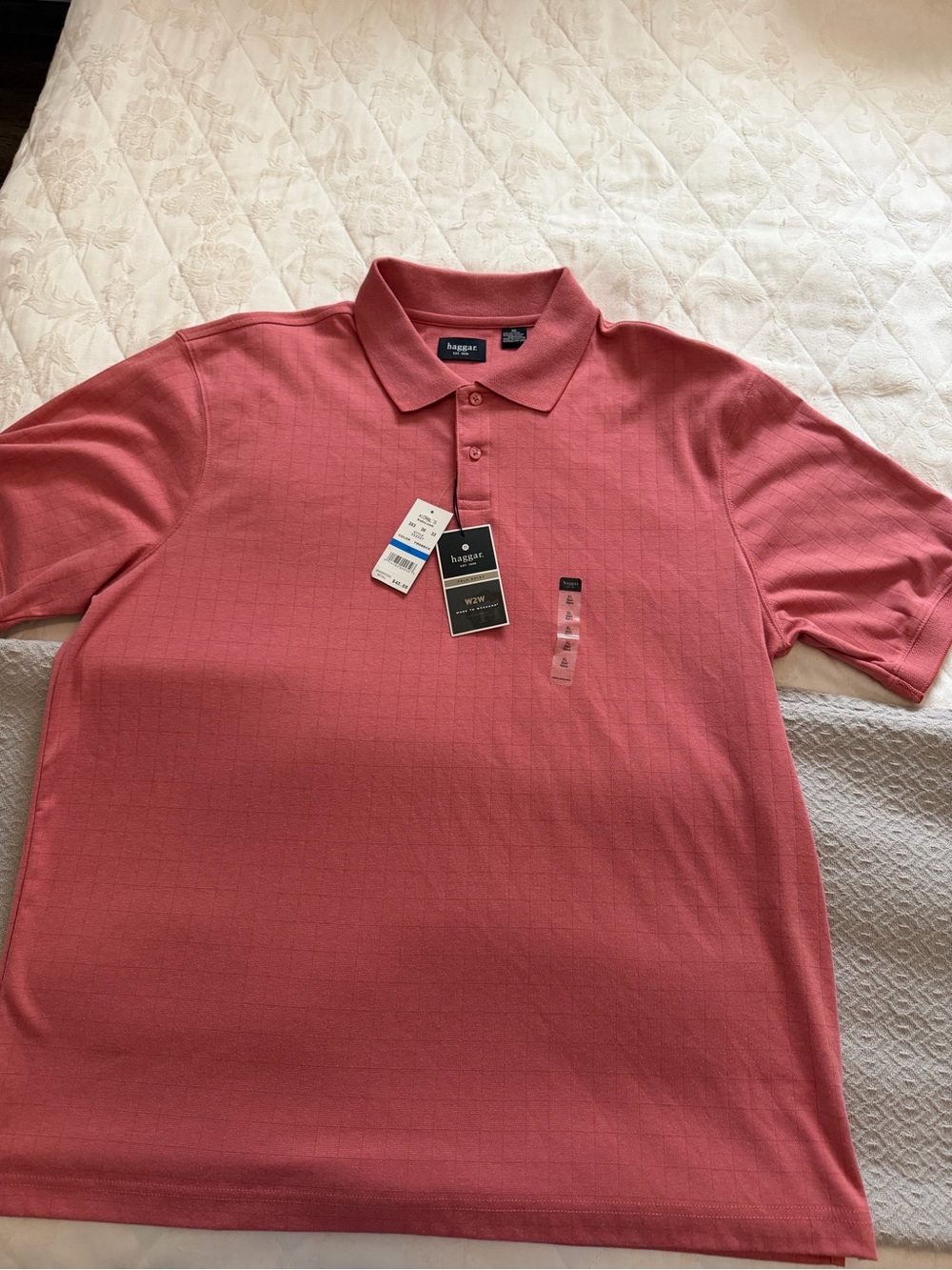 Haggar Men’s Coral-Pink Polo Shirt